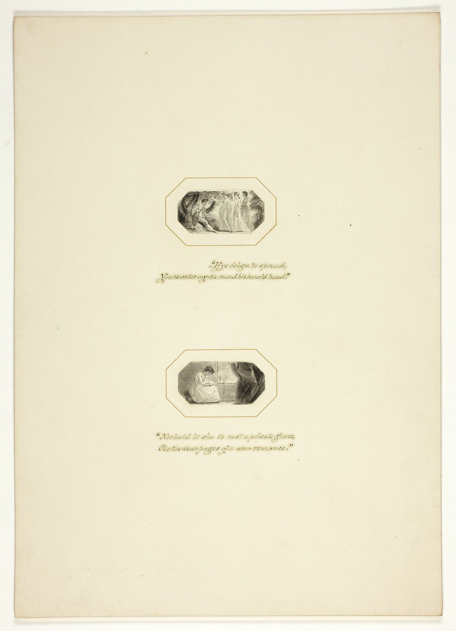 1796 Kraliyet Nişanları Cep Kitabında The Triumphs of Temper'dan bir tabak için çalışma by Thomas Stothard