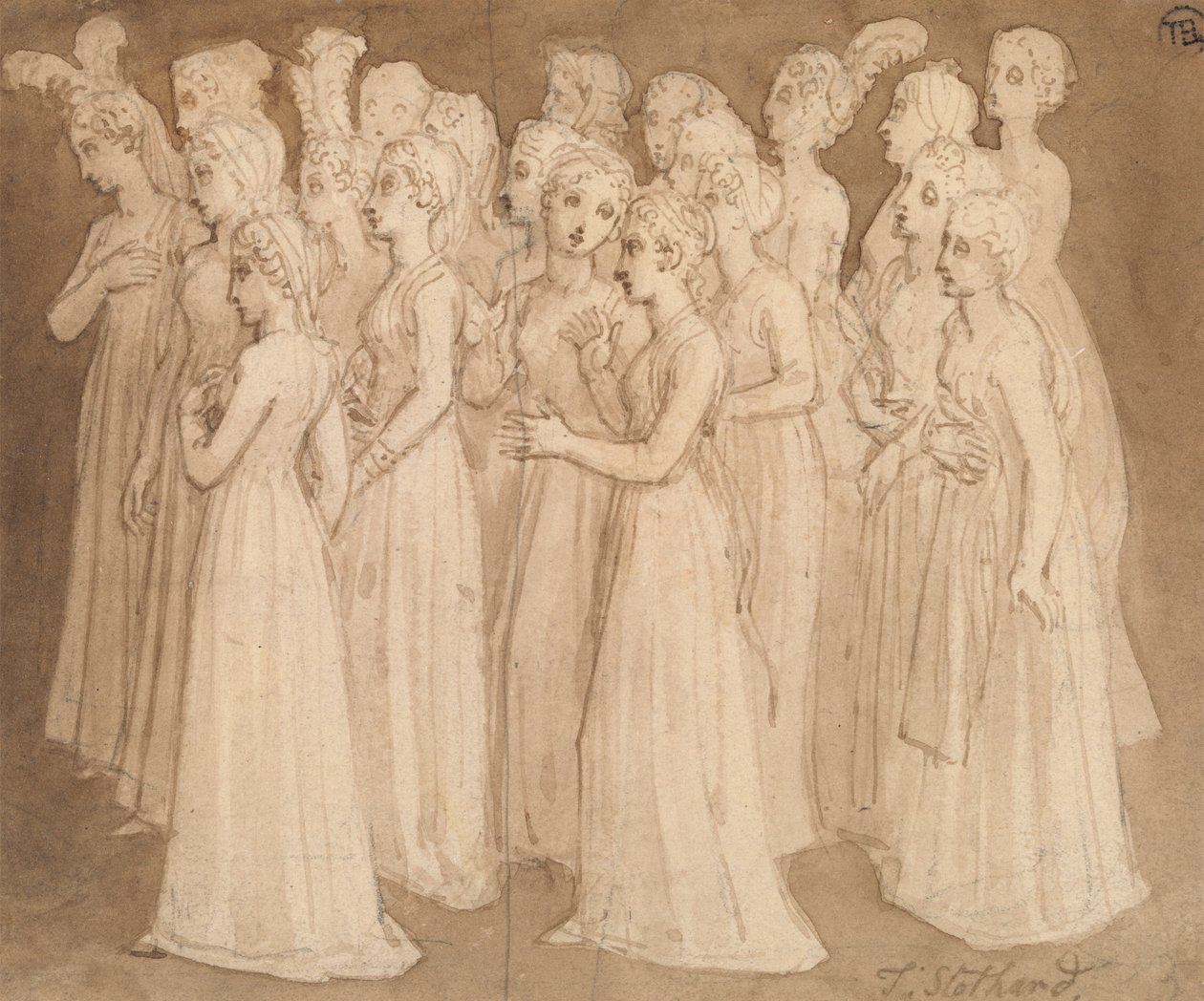Sola Yürüyen Bir Grupta Yirmi Genç Kız by Thomas Stothard