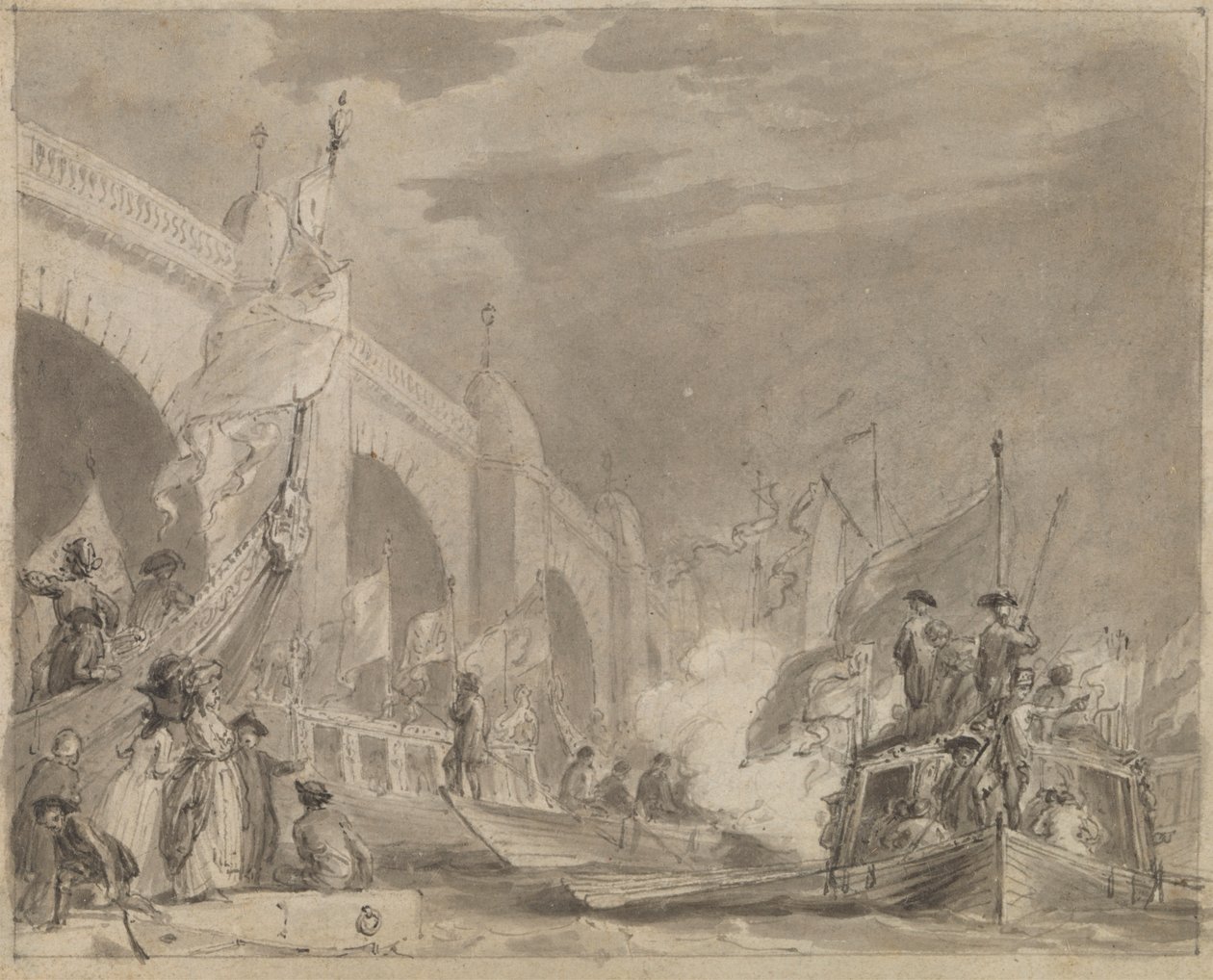 Westminster Köprüsü ve Kraliyet Mavnası (Kraliyet Mavnası ve Westminster) by Thomas Stothard