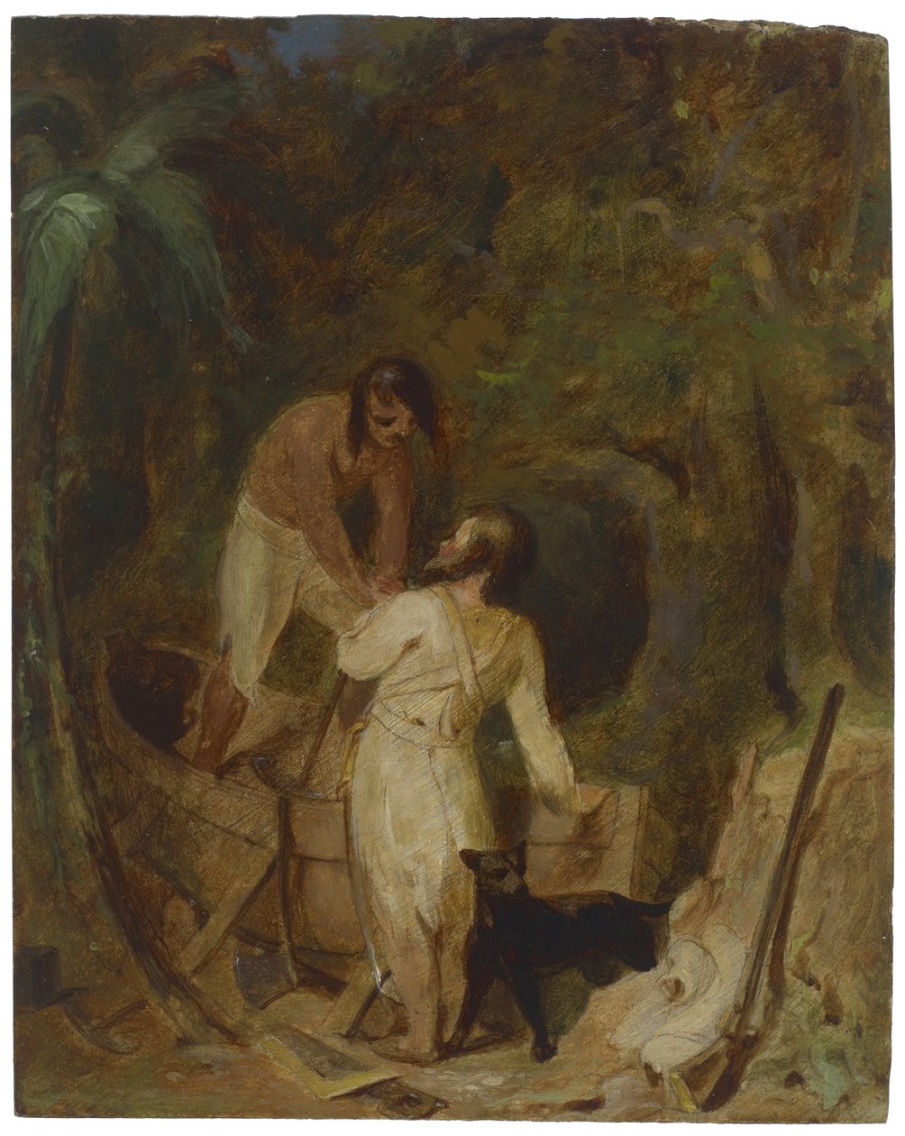 Robinson Crusoe tarafından Boat Building ve Friday, 1856 dolayları by Thomas Sully