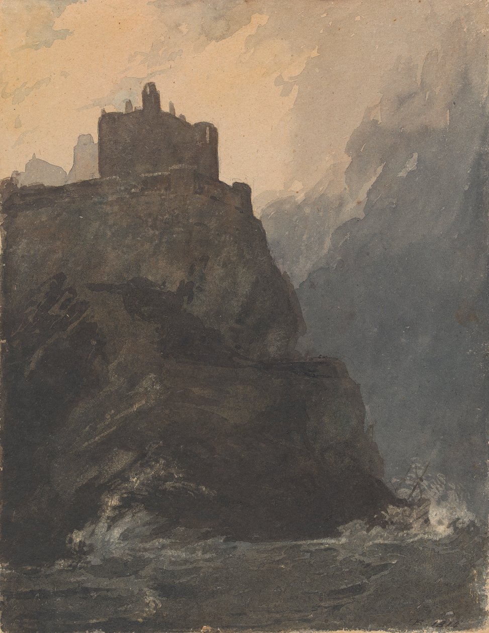 Uçurumdaki Kale, Fırtınalı Deniz ve Uçurumun Tabanında Gemi Enkazı by Thomas Sully