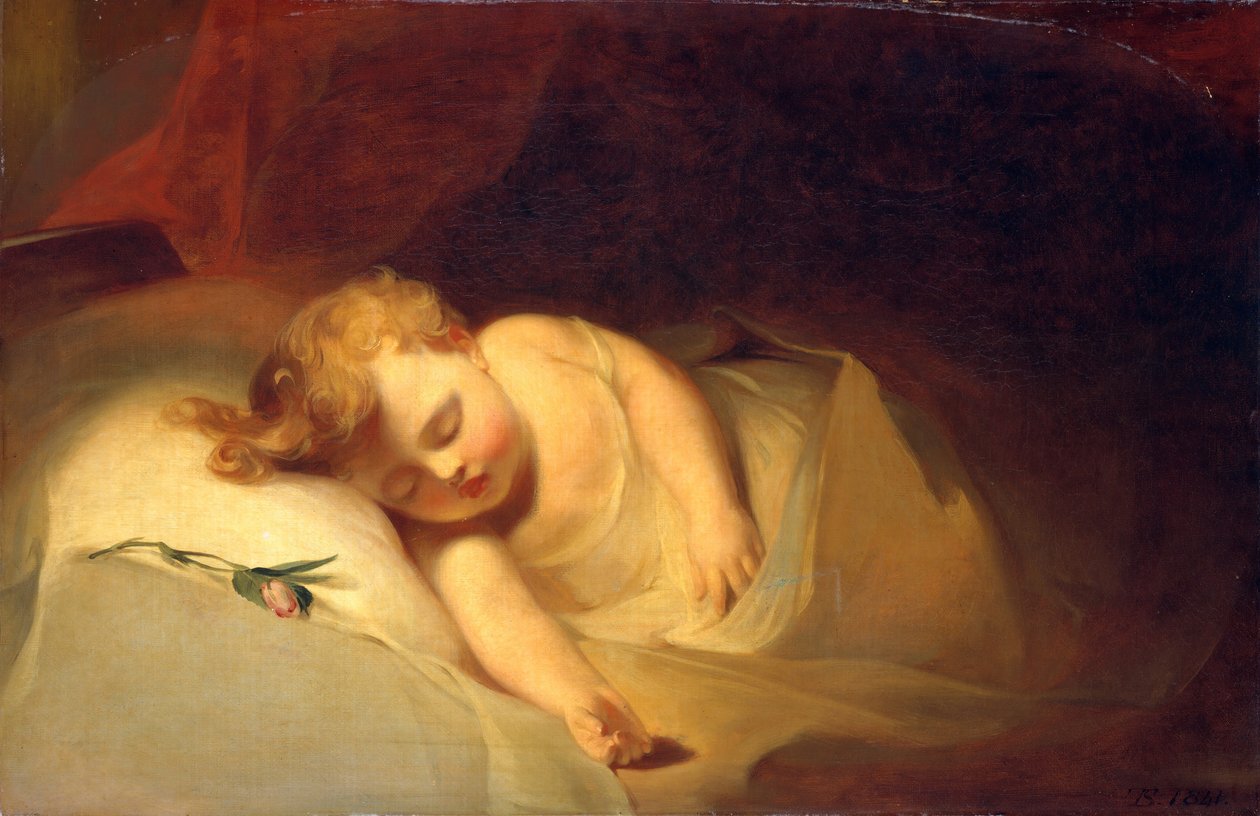 Çocuk Uyuyan Gül goncası, 1841. by Thomas Sully