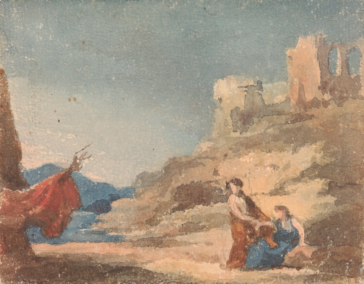 Tepedeki Harabeler Arasındaki Figürler by Thomas Sully