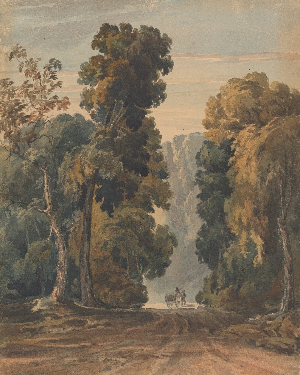 Geniş, Ağaçlı Şeritte At, Araba ve Sürücü by Thomas Sully