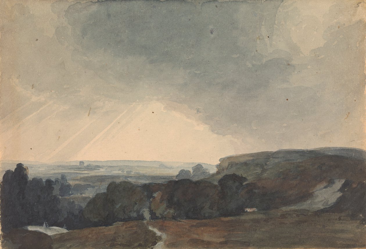 Tepeden Manzara Manzarası, Güneşli Vadiye Bakmak by Thomas Sully