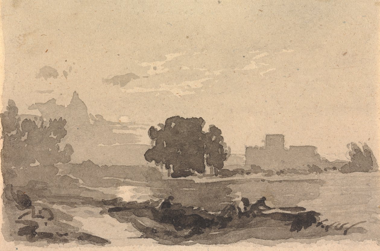 Arka Planda Kale Olan Manzara by Thomas Sully