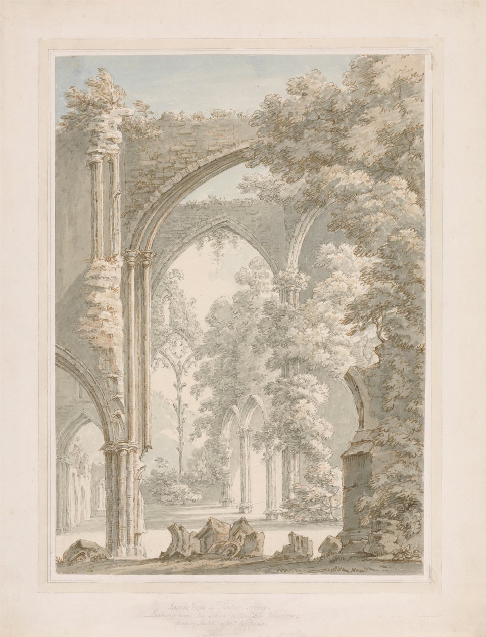 Nave'den Doğu Penceresine bakan Tintern Abbey'nin İç Görünümü by Thomas Sunderland
