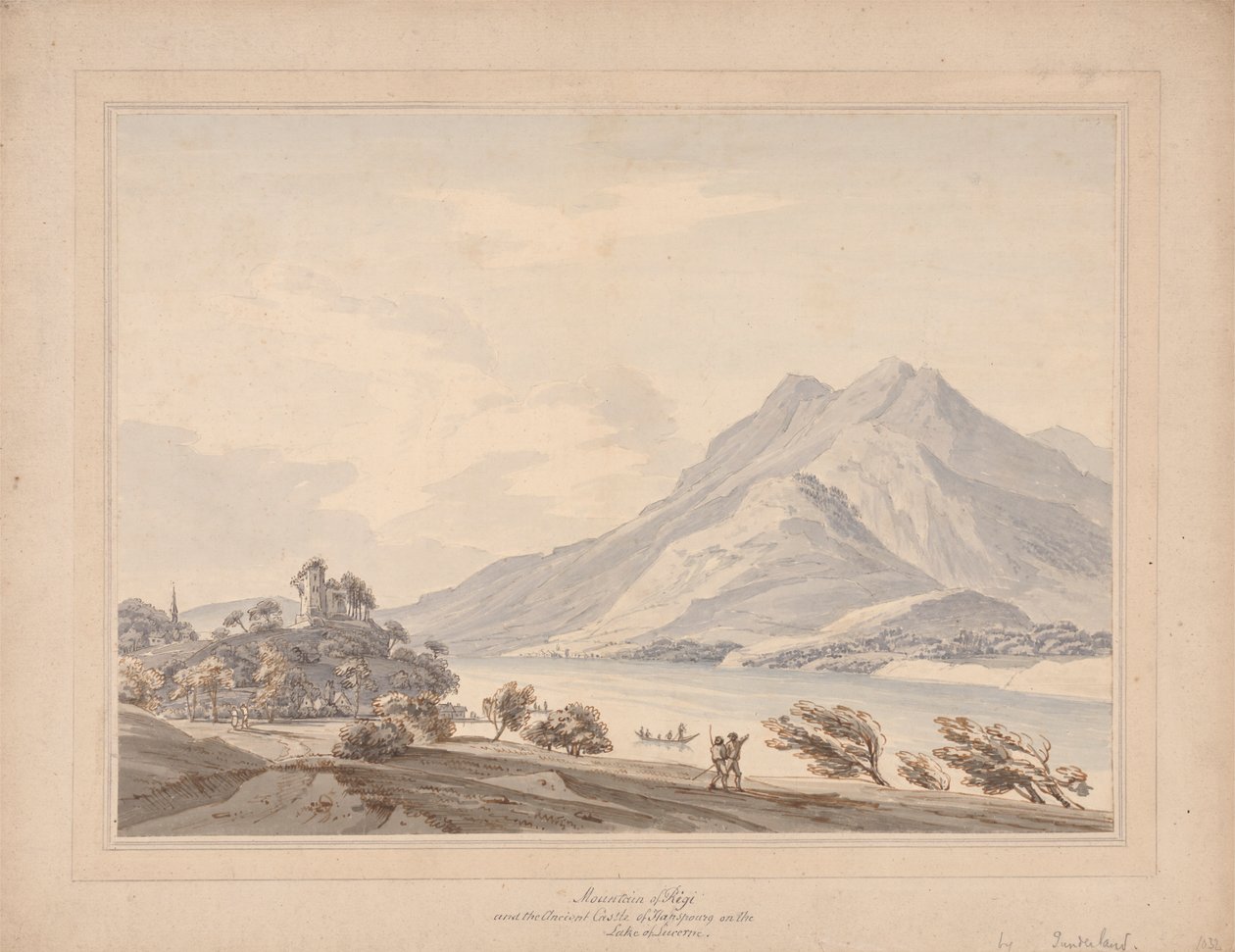 Rigi Dağı ve Lucerne Gölü kıyısındaki Hapsbourg Antik Kalesi by Thomas Sunderland