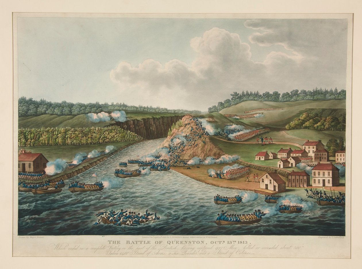 The Battle of Queenstown, 13 Ekim 1813, J. Jenkins Martial Achievements için yayınlandı by Thomas Sutherland