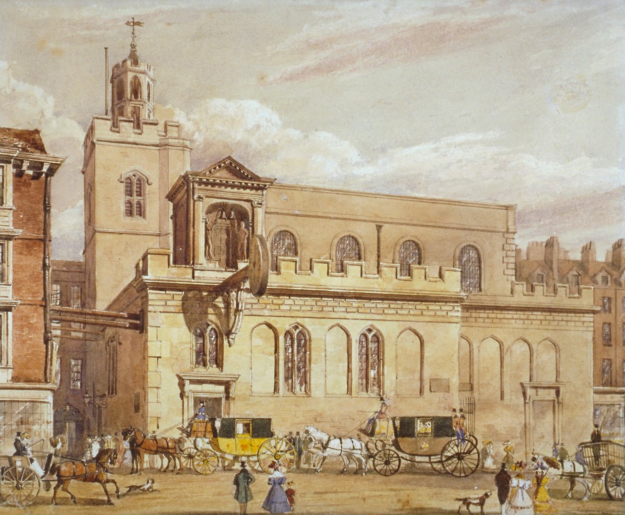 Batıdaki St Dunstan Kilisesi, Fleet Street, Londra Şehri, 1827 by Thomas Talbot Bury