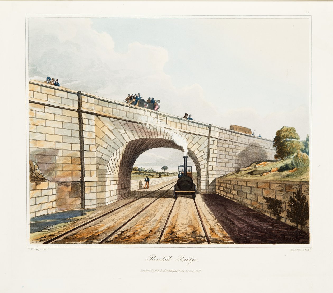 1831'de yayınlanan Rainhill Köprüsü (el renkli gravür) by Thomas Talbot Bury