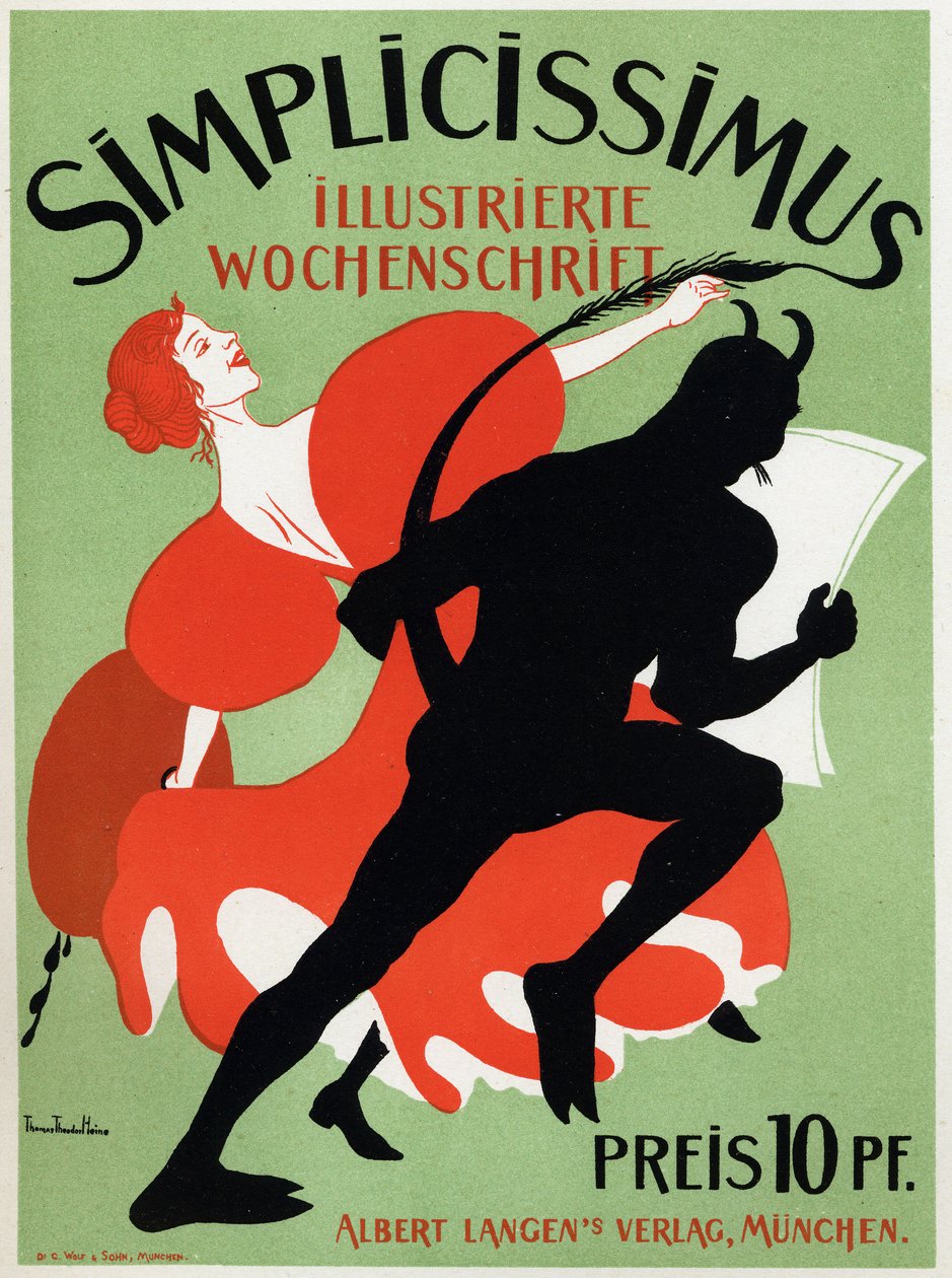 Sanat. Edebiyat. Simplicissimus dergisi. Thomas Thedor Heine'nin posteri, Almanya, 1890 dolayları (poster) by Thomas Theodor Heine