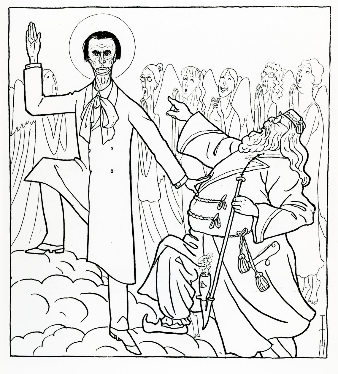 Rudolf Steiner'in karikatürü, 'Simplicissimus'tan illüstrasyon, 20 Nisan 1925'te yayınlandı (litho) by Thomas Theodor Heine