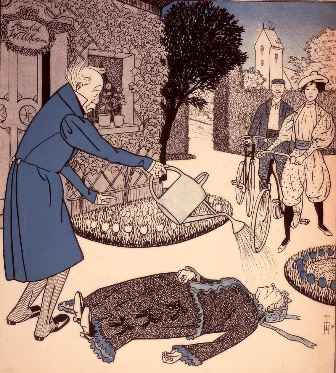 Yeni evlilerin ziyareti by Thomas Theodor Heine