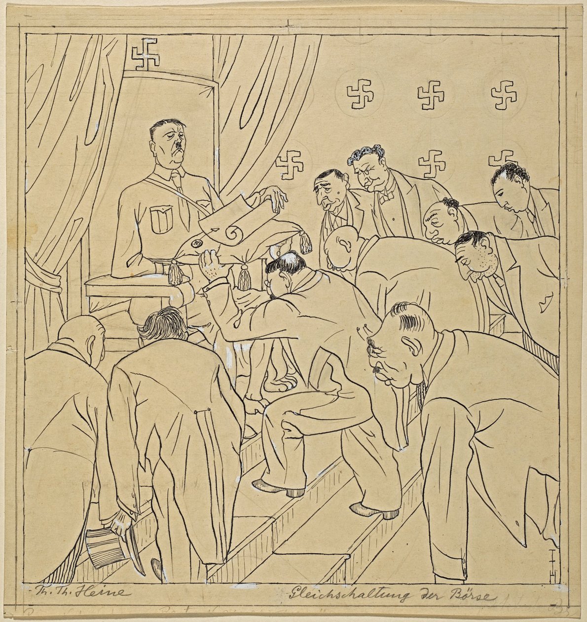 borsayı hizalamak; Simplicissimus XXXV/36, 1930 by Thomas Theodor Heine