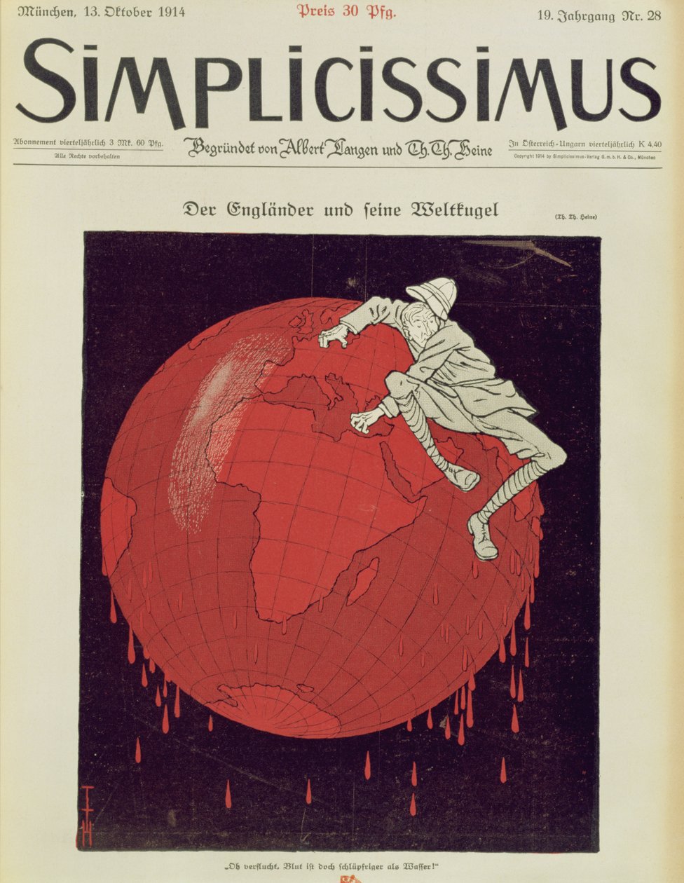 İngiliz ve Dünya Balosu, Alman dergisi 'Simplicissimus'un ön kapağı by Thomas Theodor Heine