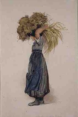 Bir Buckinghamshire Gleaner (suluboya) by Thomas Uwins