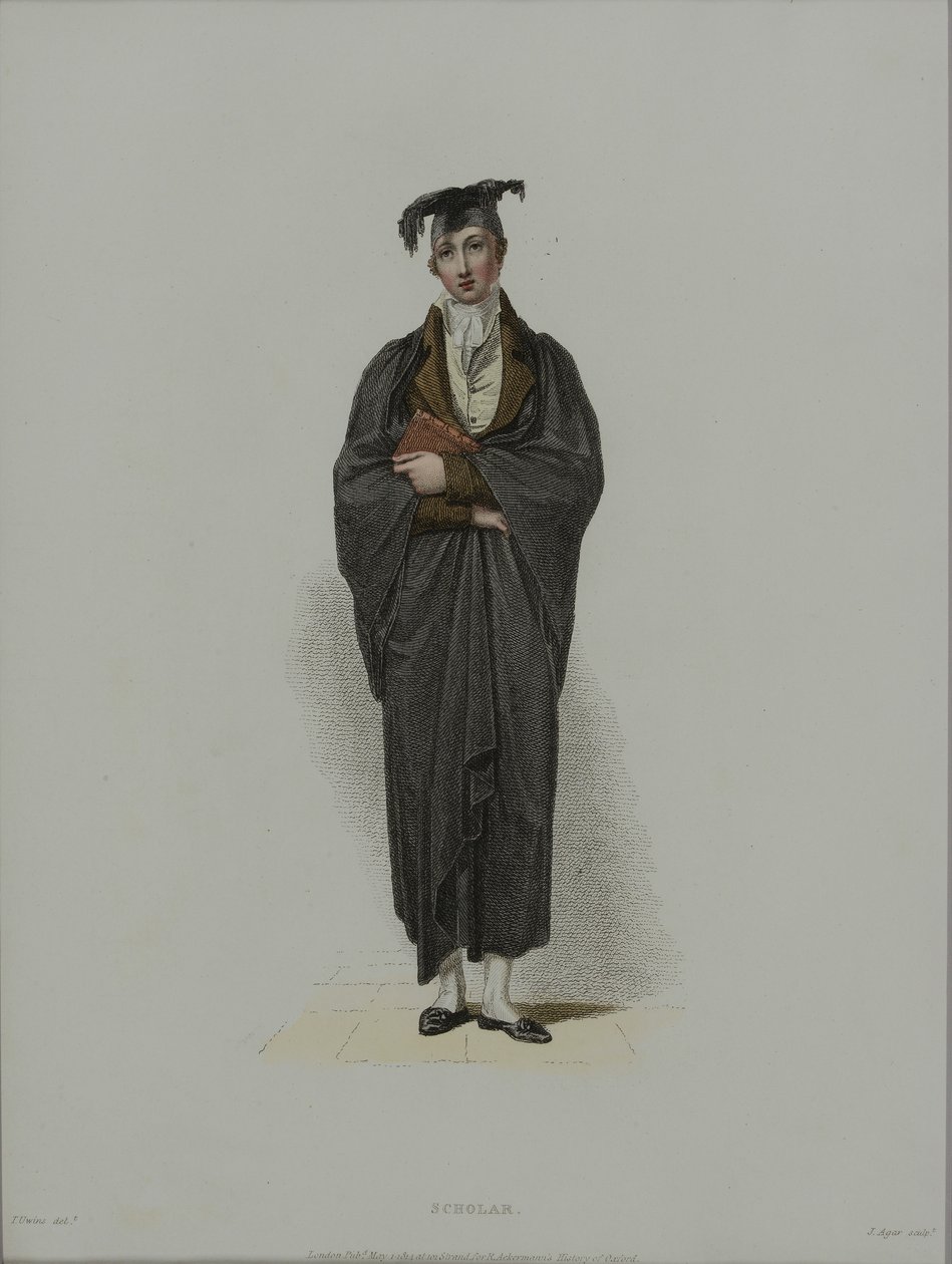 Scholar, J. Agar tarafından oyulmuş, R. Ackermann'ın 'History of Oxford', 1814'te yayınlanmıştır (el boyaması gravür) by Thomas Uwins