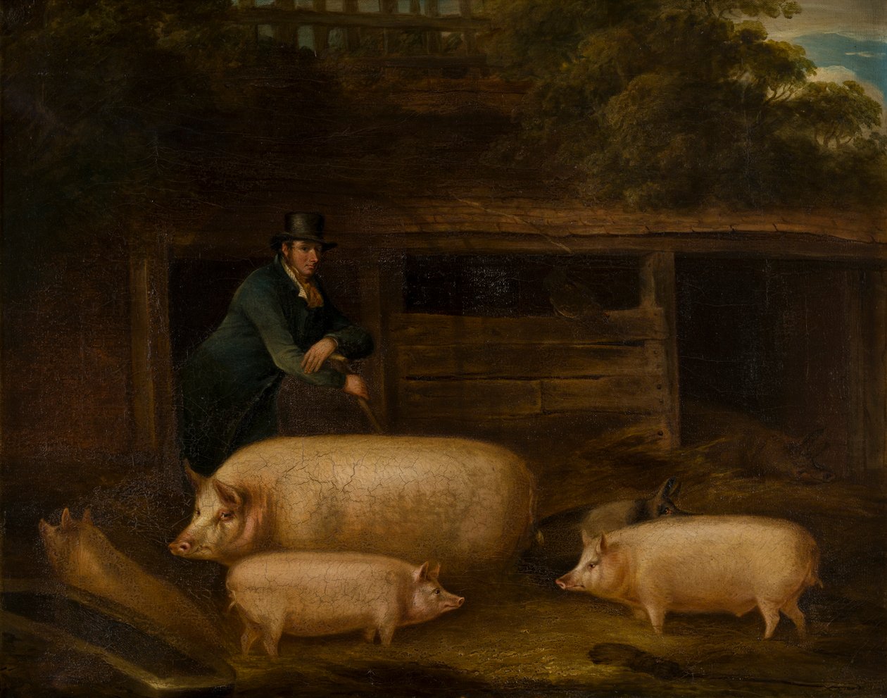 Harry Green, Pigman, Ahırdaki Domuzlarıyla, c.1794-1843 (tuval üzerine yağlı boya) by Thomas Weaver