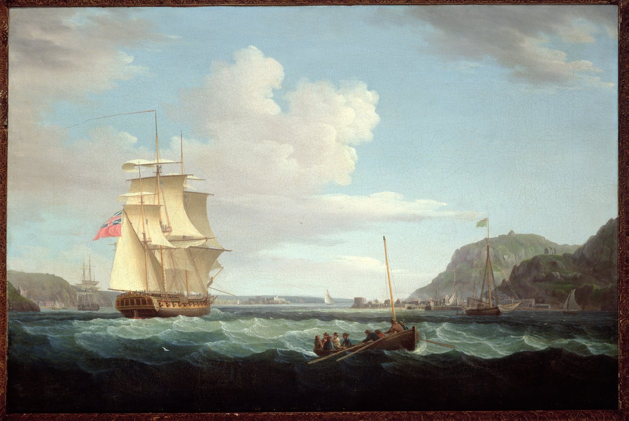 Darağacı Tepesi, Broad Bay, Lewis Adası, Hebrides Headland açıklarında bir Longboat ile bir İngiliz Fırkateyni by Thomas Whitcombe