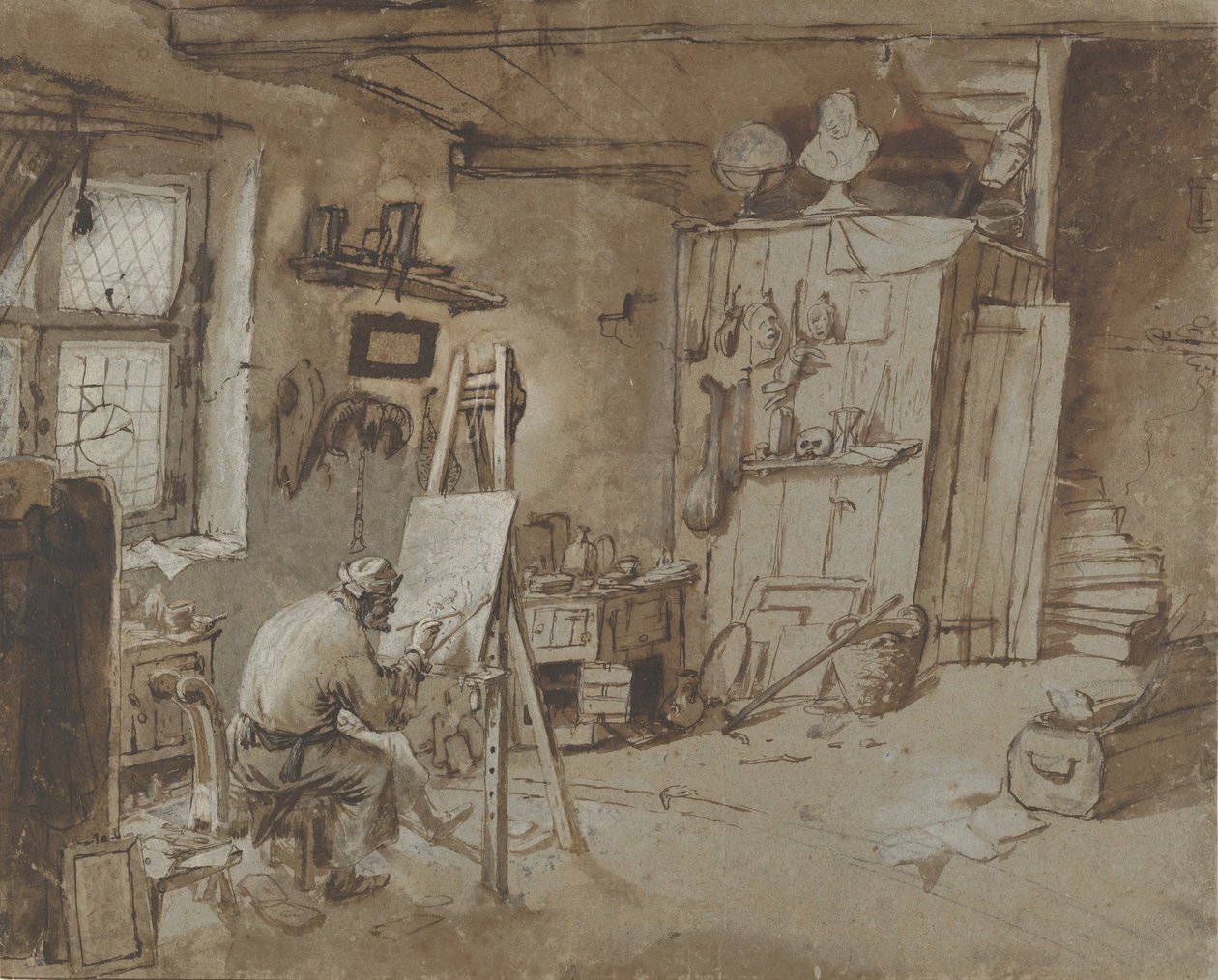 Atölyesinde İş Başında Bir Ressam, 1663-77. by Thomas Wijck