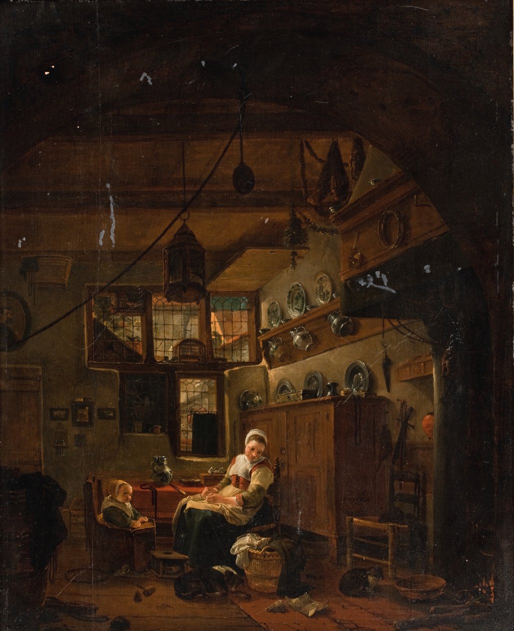 Hollandalı Çiftlik Kulübesinin İçi by Thomas Wijck