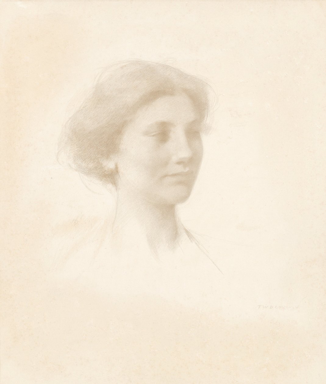 bir kızın başı by Thomas Wilmer Dewing
