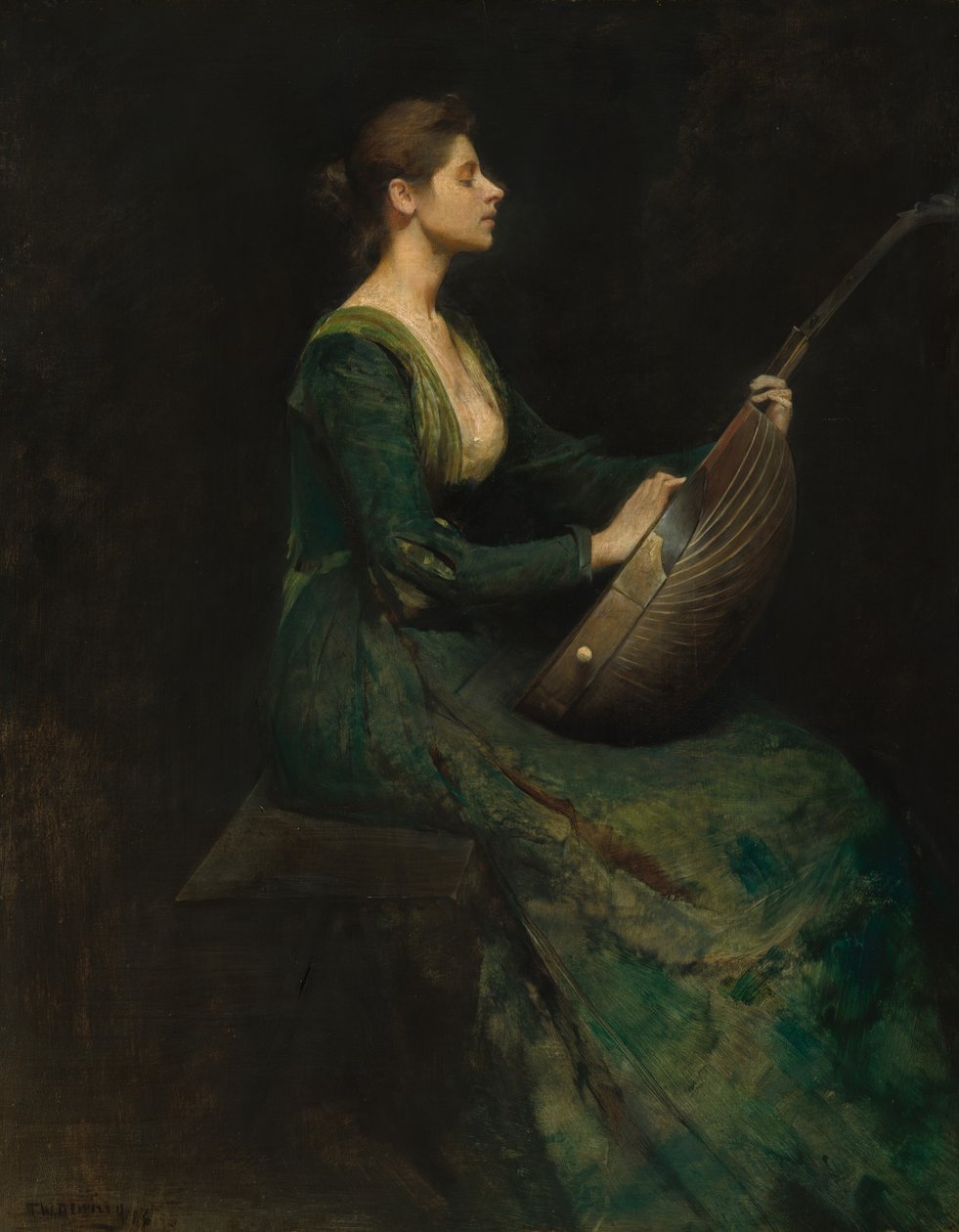 Bir Lute ile Bayan by Thomas Wilmer Dewing