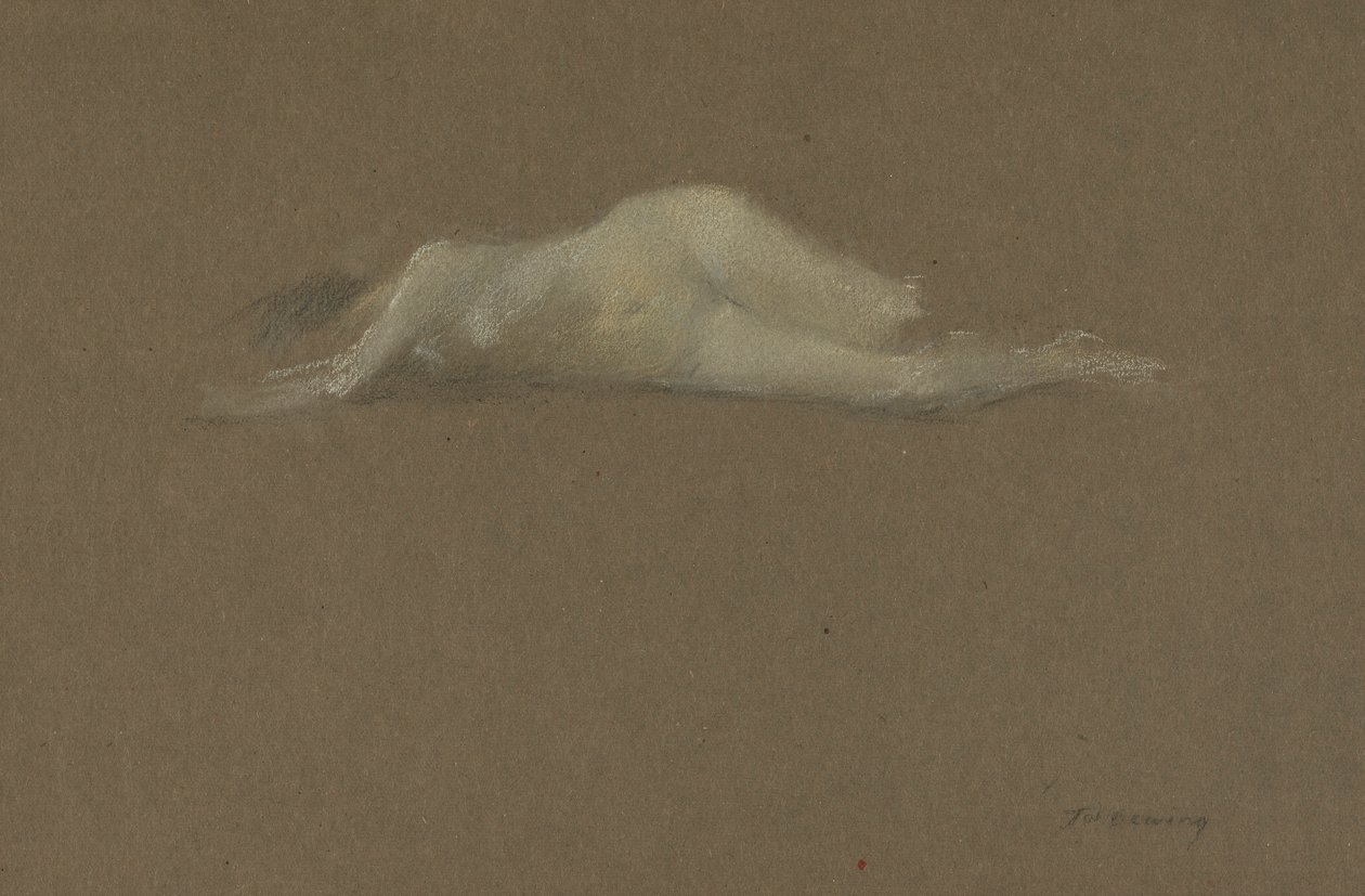 onun tarafında çıplak kadın by Thomas Wilmer Dewing