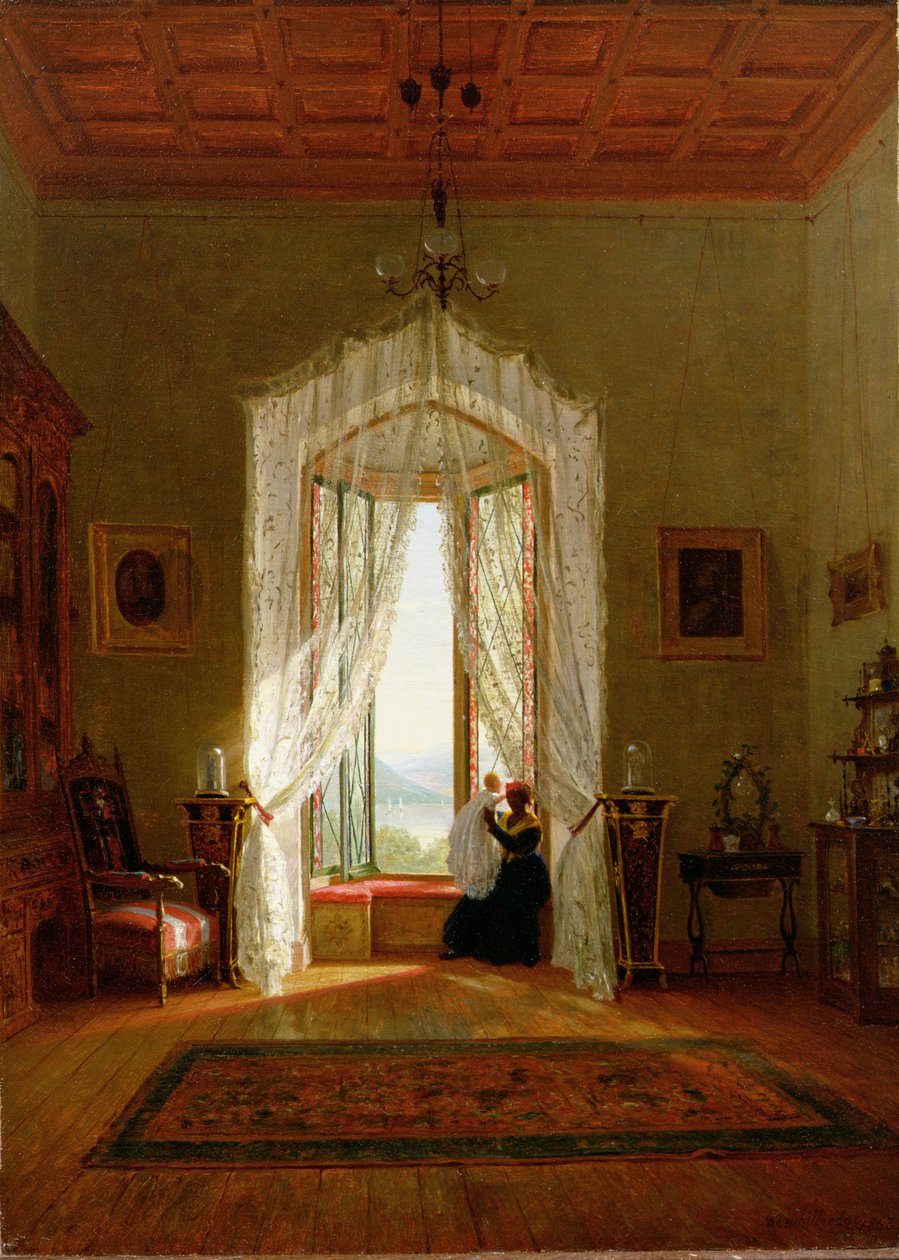 Bir Pencere, Nehirdeki Ev by Thomas Worthington Whittredge