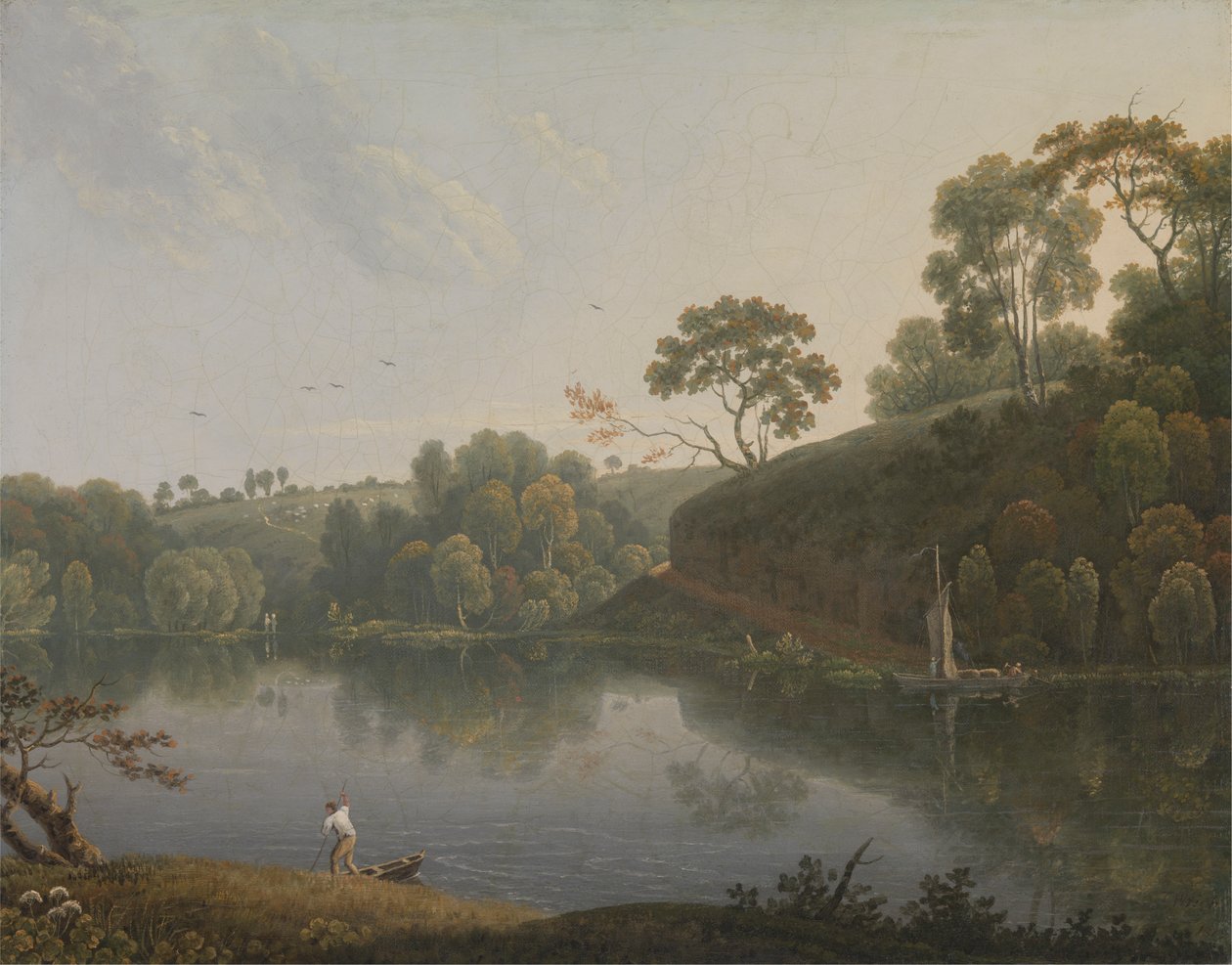 Göl ve Teknelerle Manzara by Thomas Wright