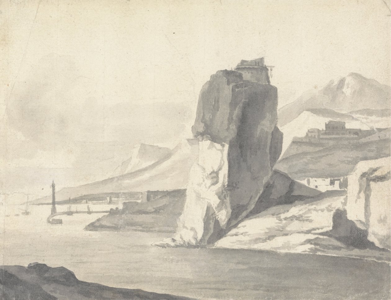 Dalgakıran, Yüksek Kayalıklar ve Kale ile Bir Kıyı Manzarası (İtalyan) by Thomas Wyck