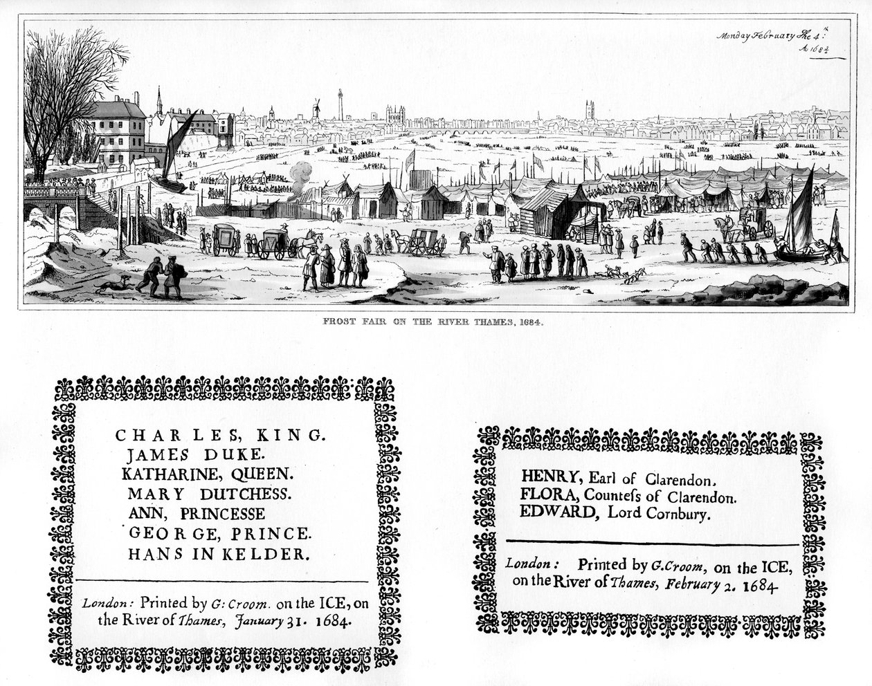 Thames Nehri üzerindeki buz panayırı ve baskı örnekleri, Şubat 1684, 1840 by Thomas Wyck