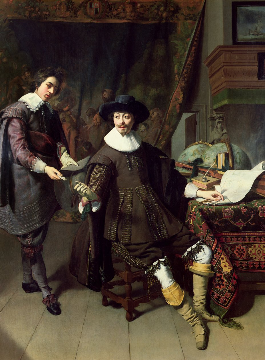 Constantijn Huygens (1596-1687) ve katibi, 1627 by Thomas de Keyser