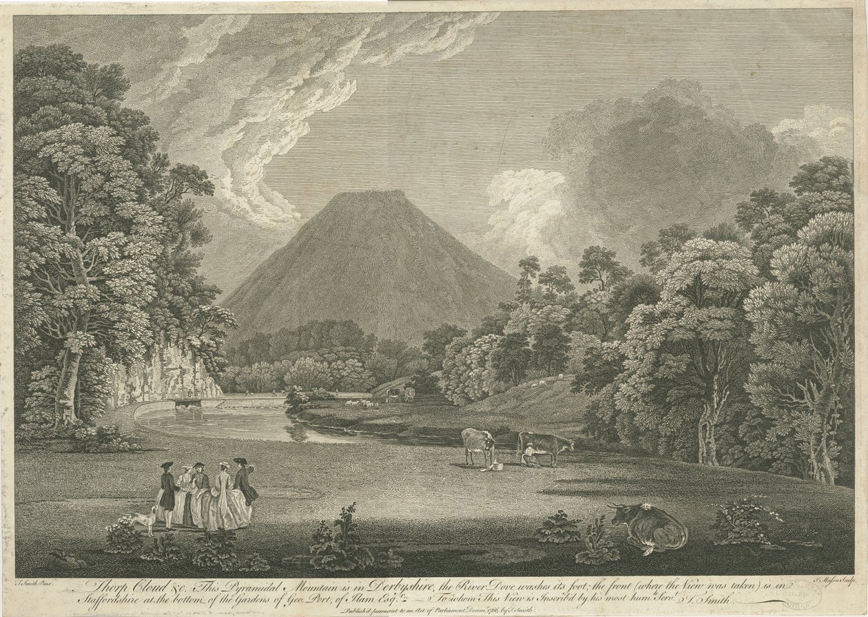 Dovedale - Thorpe Cloud: gravür, nd [c 1766] (baskı) by Thomas of Derby (after) Smith