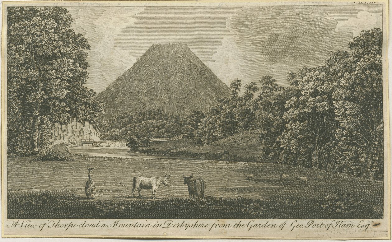 Dovedale - Thorpe Cloud: gravür, nd [c 1790] (baskı) by Thomas of Derby (after) Smith