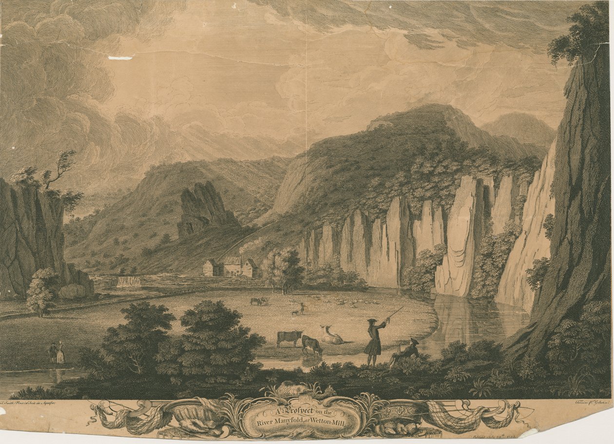 Wetton Mill: gravür, nd [c 1743] (baskı) by Thomas of Derby (after) Smith