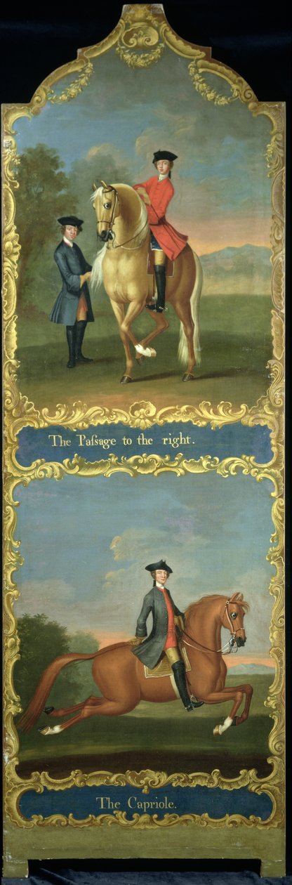 'Sağa Geçiş' (üstte) ve 'Capriole' (altta), c.1750 by Thomas, of Pall Mall Butler