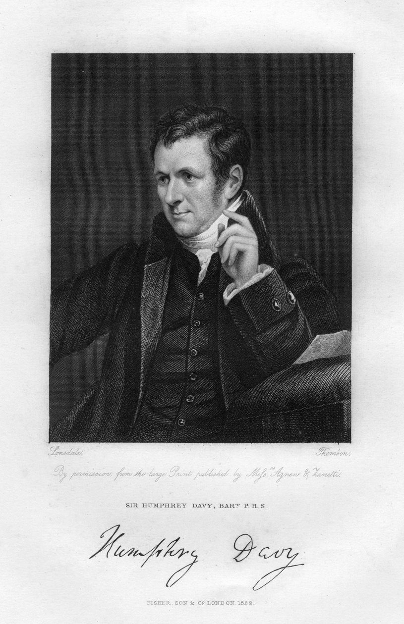 Sir Humphry Davy 1778-1829, İngiliz kimyager ve fizikçi, 19. yüzyıl. by Thompson