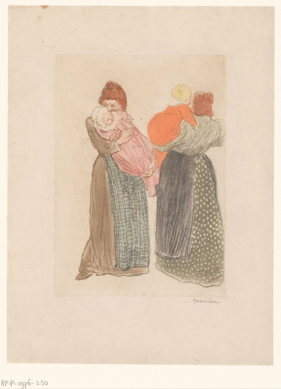 Çocuklu iki anne les deux mers by Théophile Alexandre Steinlen (signed by artist)
