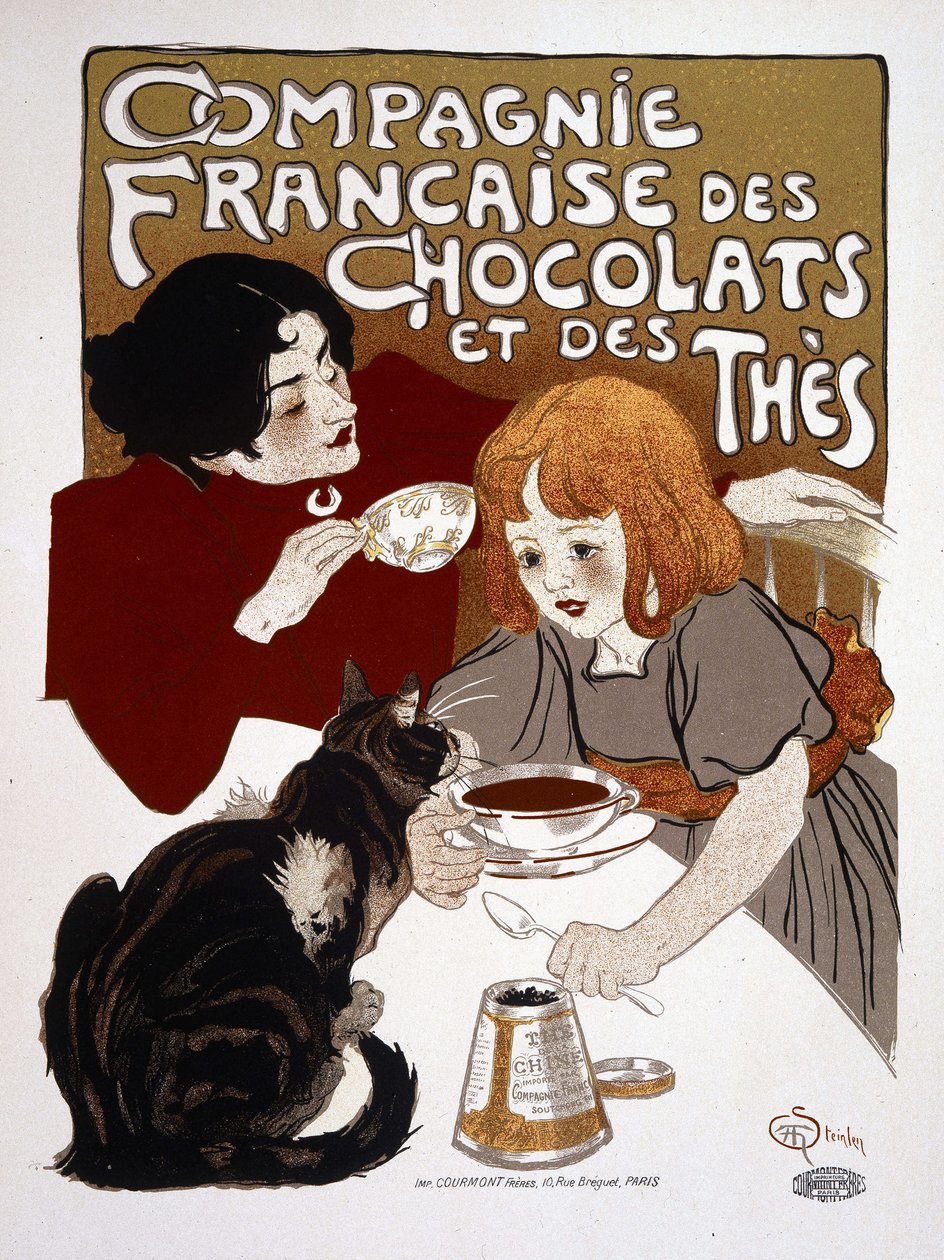 “Fransız Çikolata ve Çay Şirketi” için reklam, Steinlen, deb. 20. yüzyıl by Théophile Alexandre Steinlen