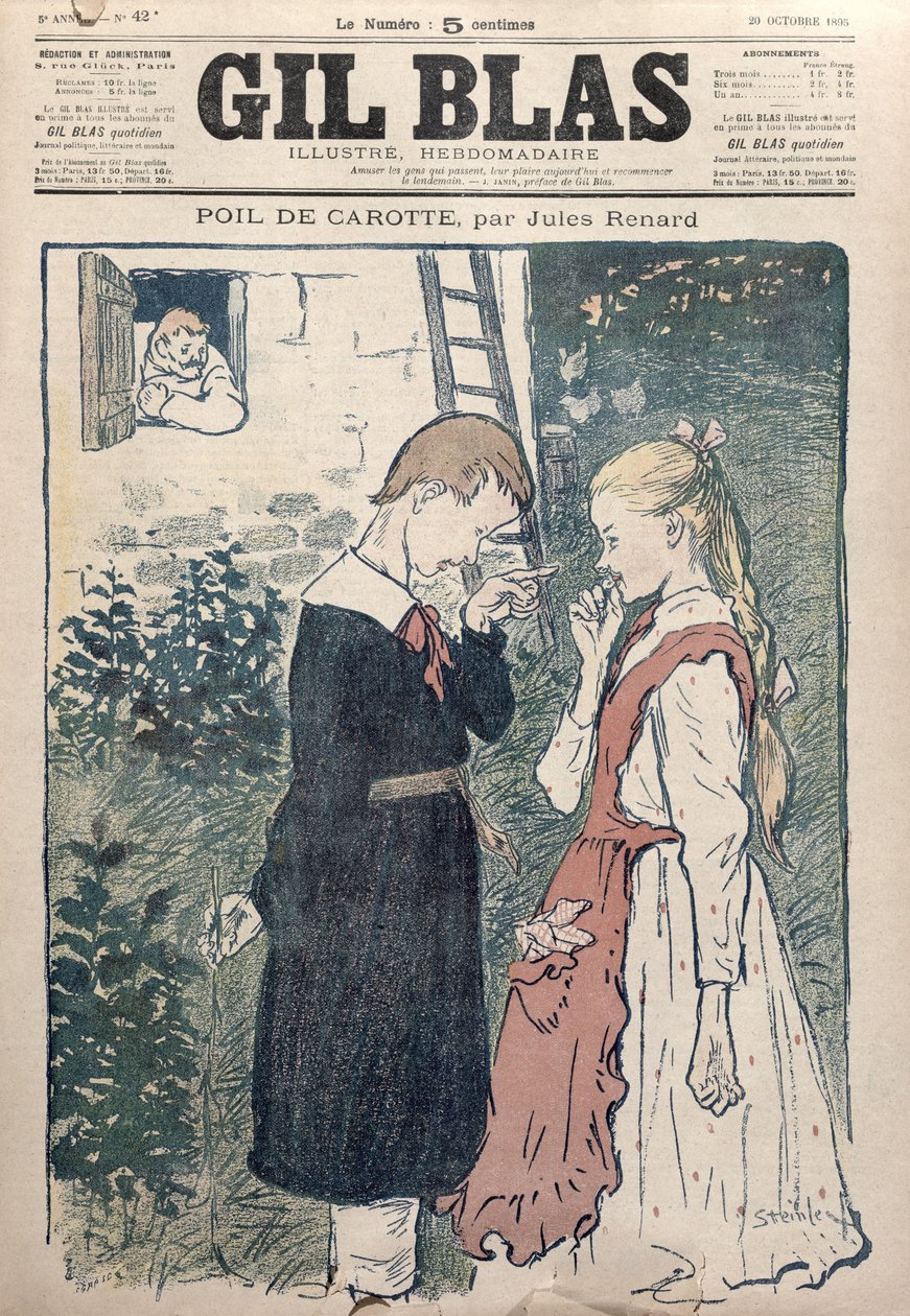 Jules Renard'ın (1864-1910) 'Gil Blas' filmindeki 'Poil de Carotte'dan bir çizim, 20 Ekim 1895 by Théophile Alexandre Steinlen