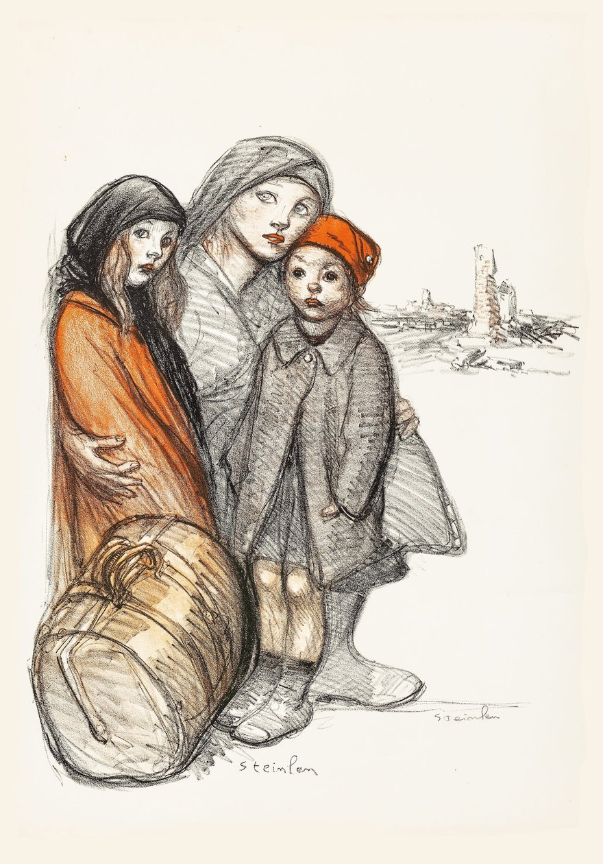 Aisne harap oldu. Yıkılan evlerin yeniden inşası için savaş yardım kuruluşu, 1918. by Théophile Alexandre Steinlen