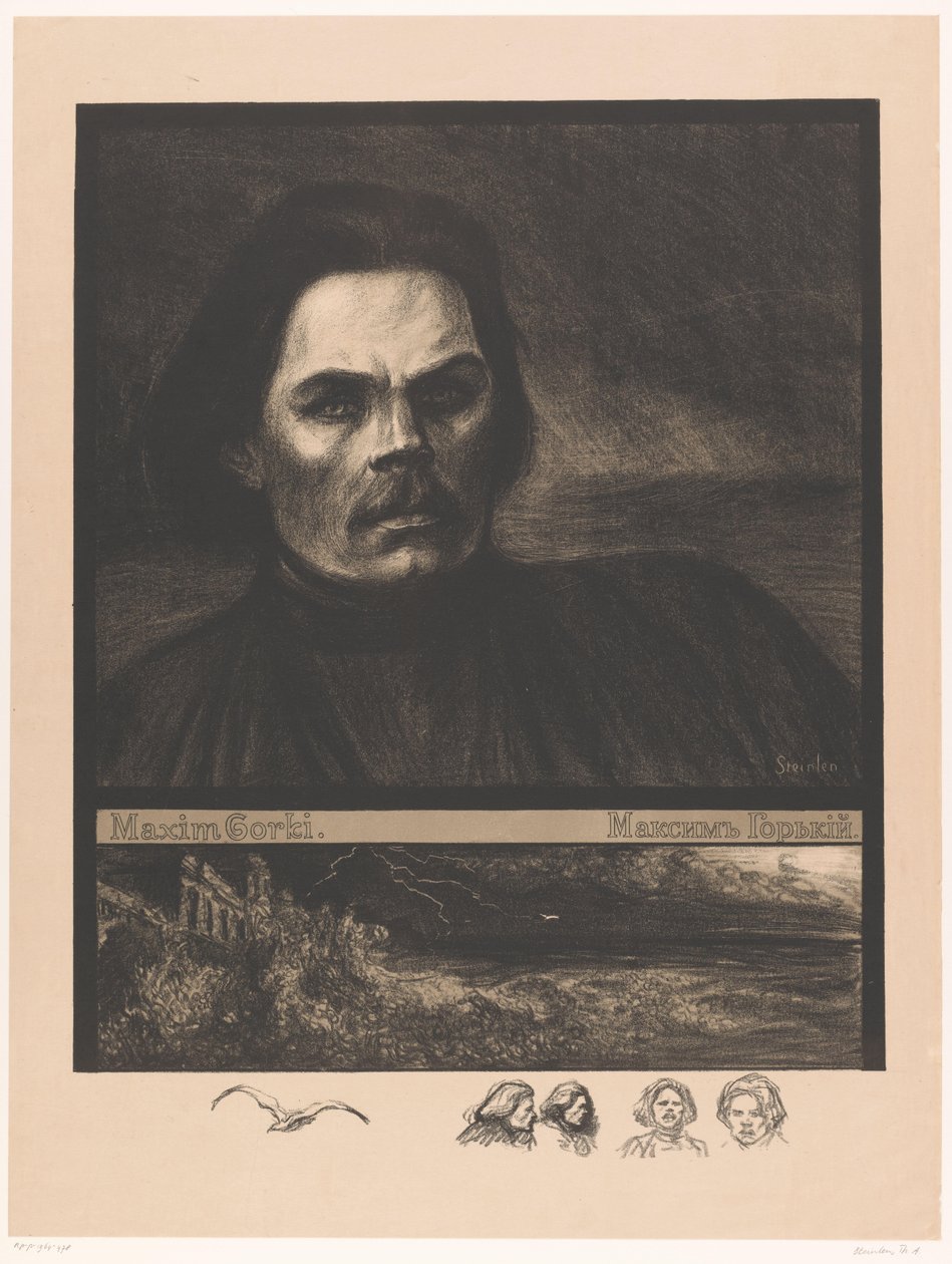 Maxim Gorky'nin Portresi Maxim Gorky (nesne üzerindeki başlık) by Théophile Alexandre Steinlen