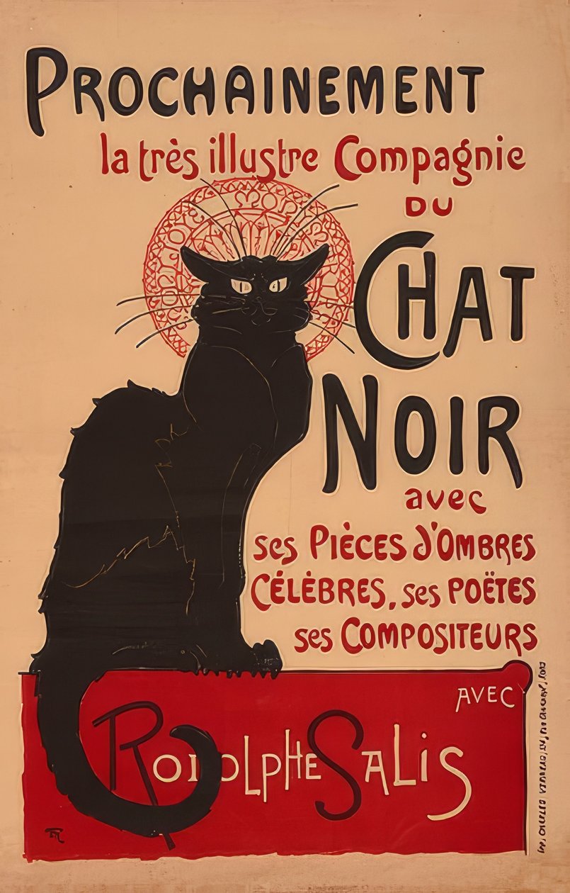Yakında Rodolphe Salis (2. Fassung) ile çok ünlü Compagnie du Chat Noir. Frankreich, 1896, İth. Charles Verneau, Paris by Théophile Alexandre Steinlen