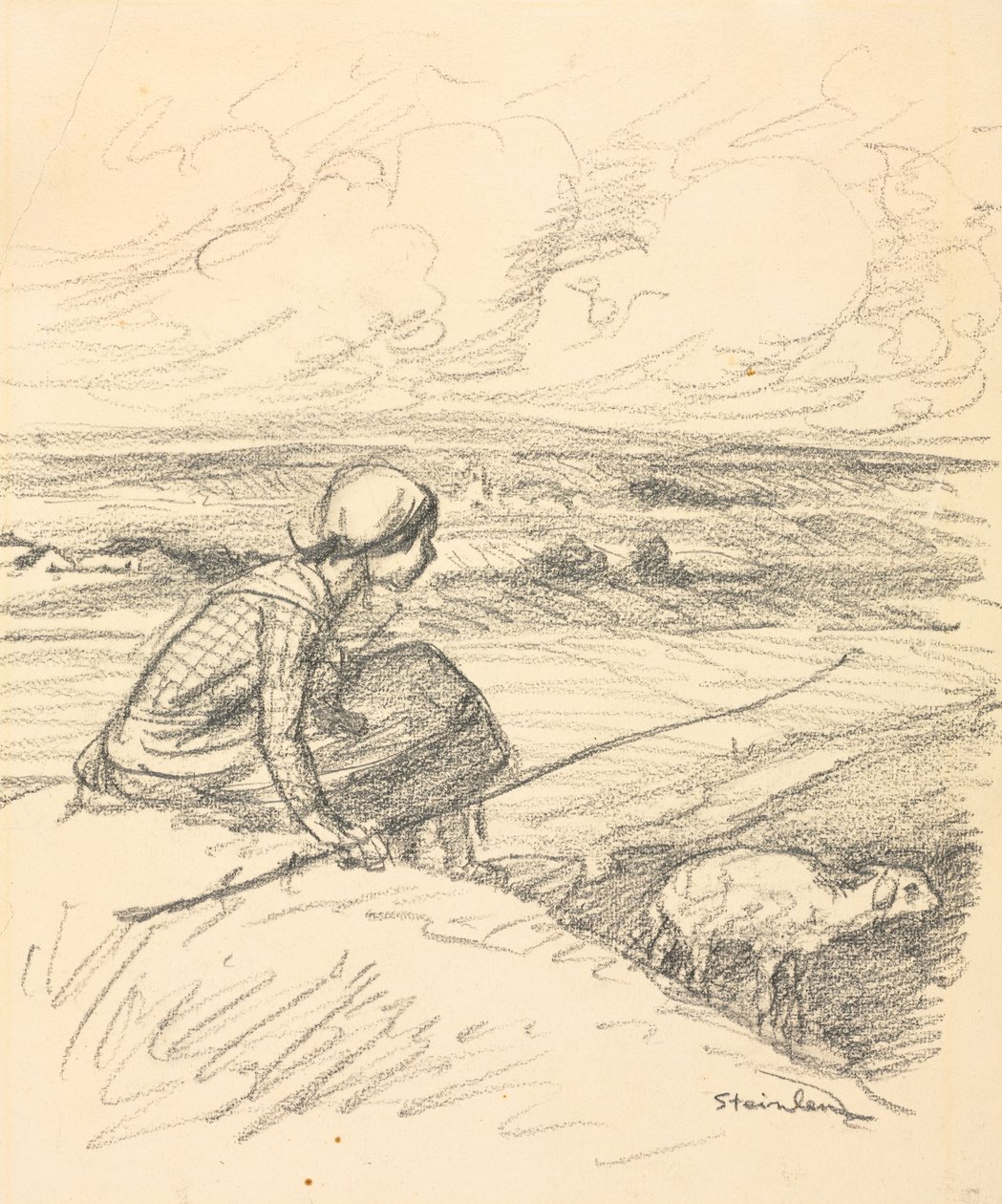 Çoban, 19. yüzyılın dördüncü çeyreği veya 20. yüzyılın ilk çeyreği. by Théophile Alexandre Steinlen