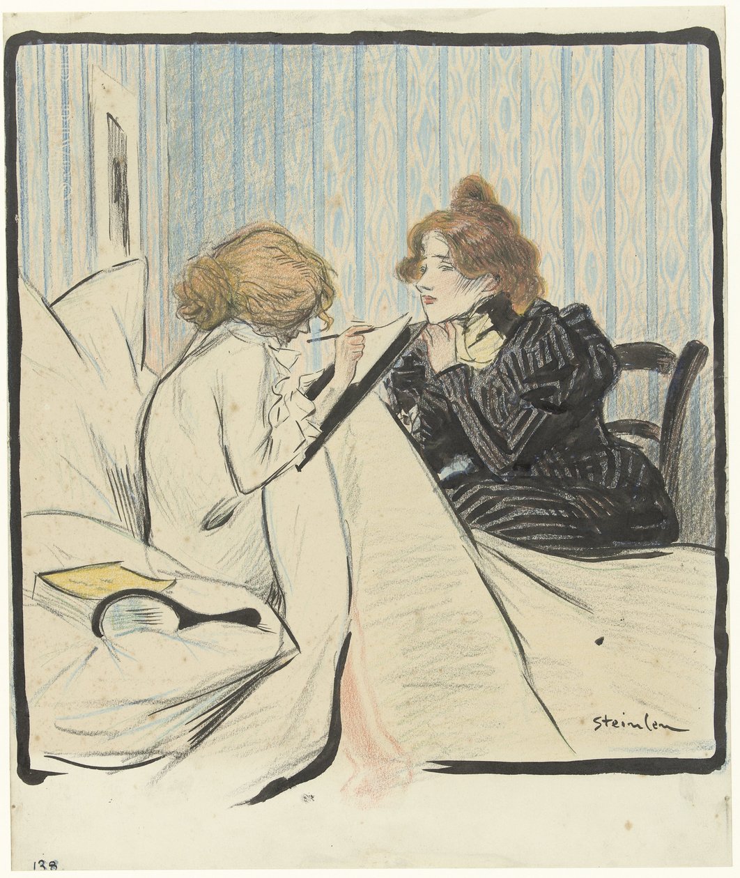 Bir yatak odasında iki kadın by Théophile Alexandre Steinlen