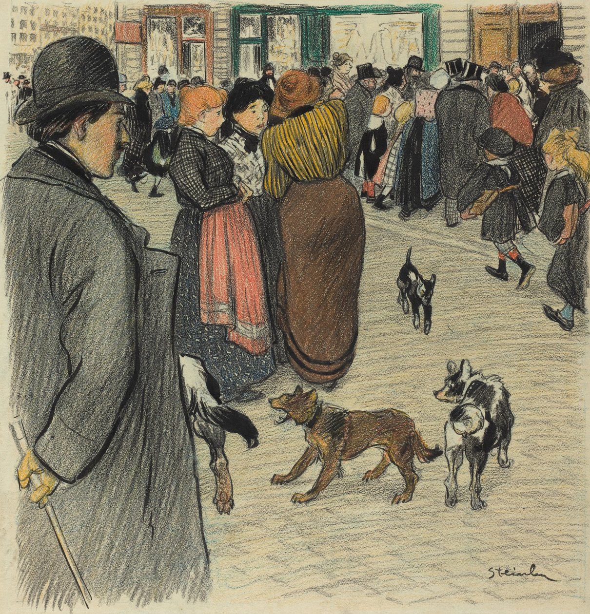 Kalabalığı İzlemek, 19. yüzyılın sonları ve 20. yüzyılın başlarında. by Théophile Alexandre Steinlen