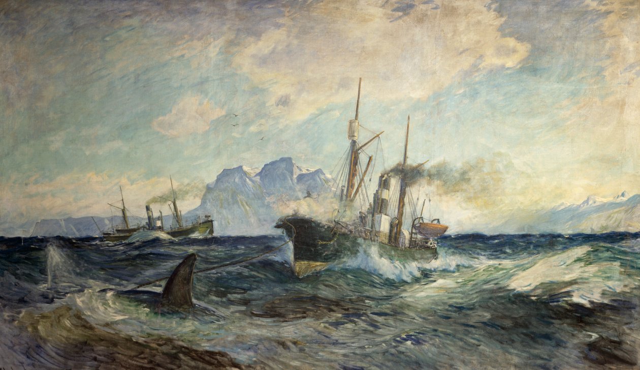 Duncan Grey ve Nancy Grey balina ile savaşta by Thorolf Holmboe