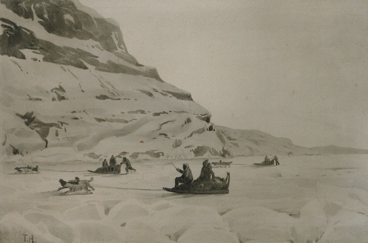 Eskimolar (kağıt üzerine sulu boya) by Thorolf Holmboe